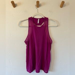 EUC Athleta Racerback Mesh Tank Top Sz XS Fuchsia Yoga Run Muscle Tank Exercise